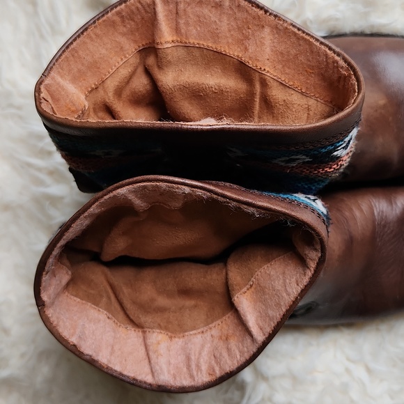 Lucky Brand Western Aztec Tribal Slouchy Tapestry Brown Ankle Pull-On Boots - Picture 10 of 10